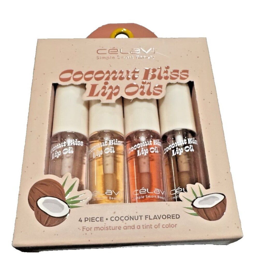 Celavi Simple Smart Beauty Coconut Bliss Lip Oils 4 PC Coconut Flavored